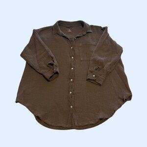Aerie Brown Button Down Shirt